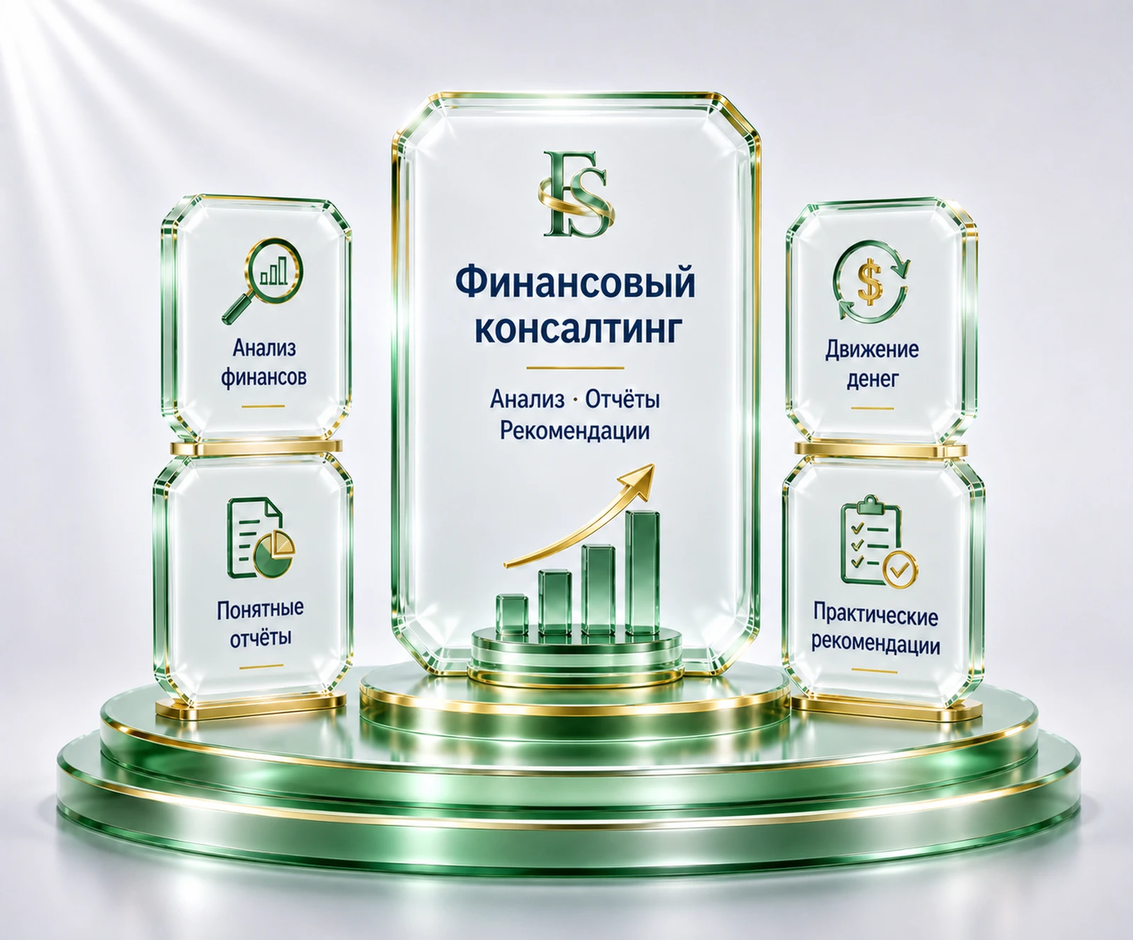 Визуал разбора финансовых документов: отчёты, уведомления, записи и следующий шаг